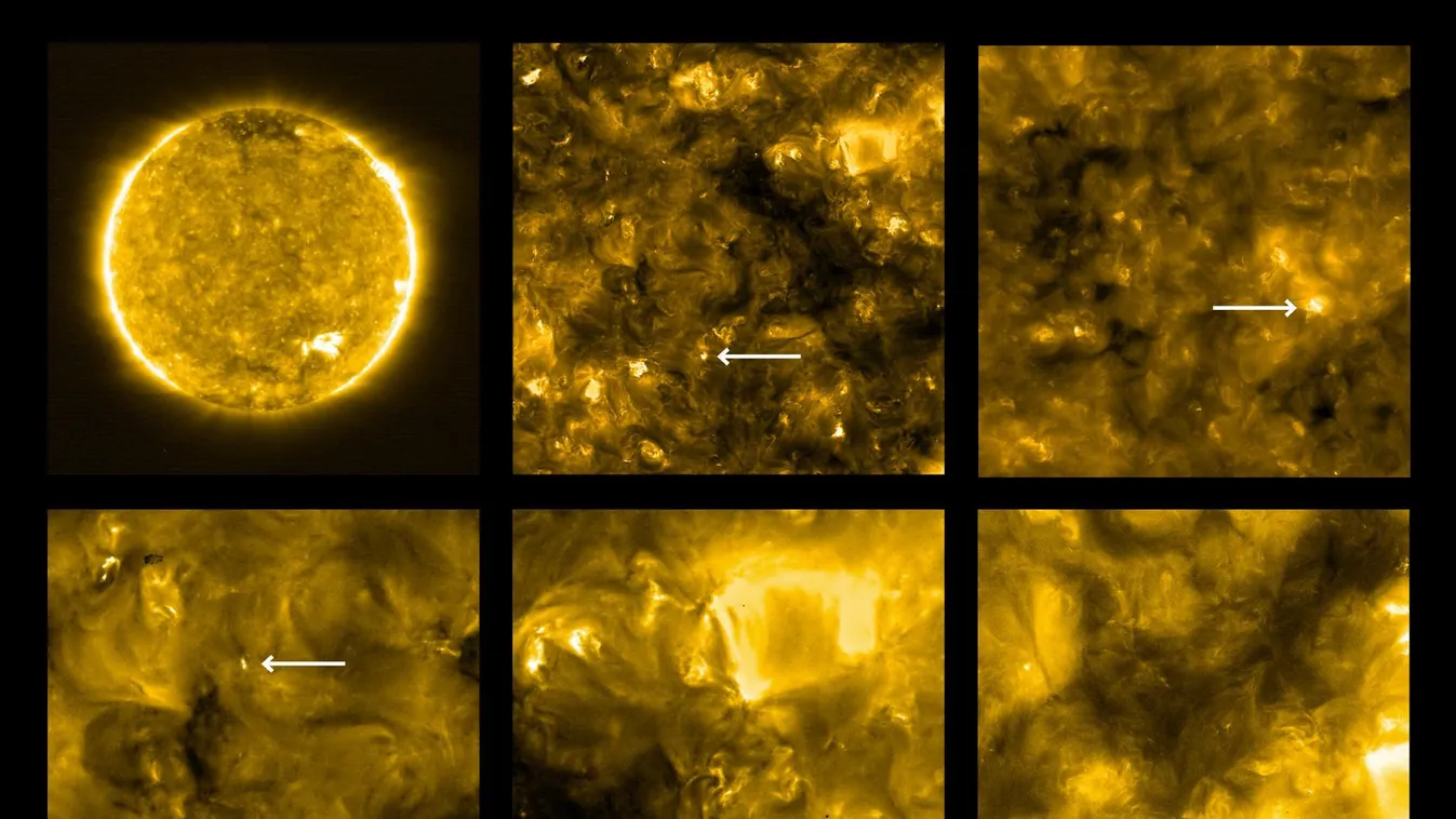 Solar Orbiter spots ‘campfires’ on the Sun. Locations of campfires are annotated with white arrows. 