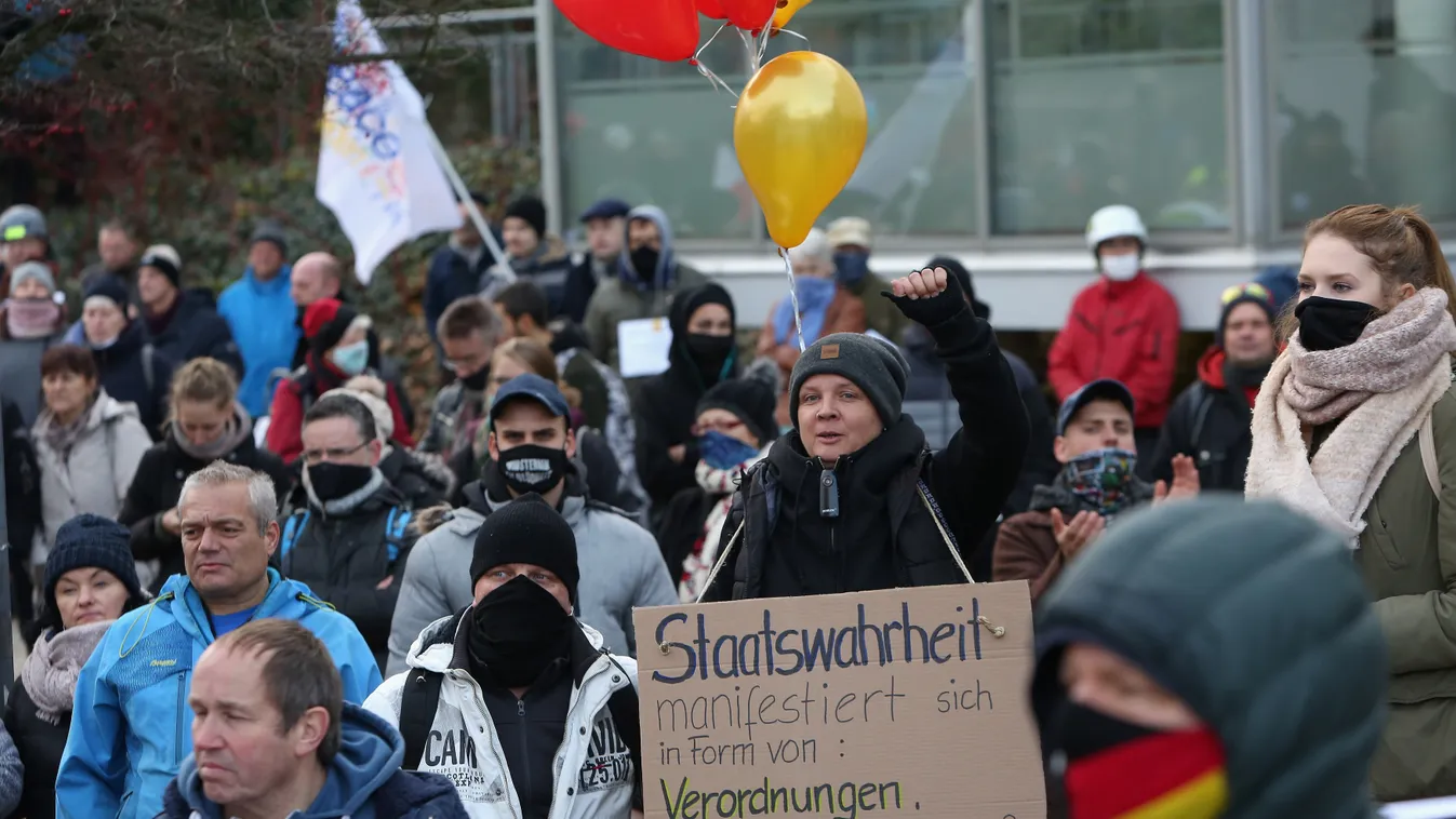 Frankfurt an der Oder, koronavírus, tüntetés, COVID-ellenes tüntetés, 2020.11.28. 