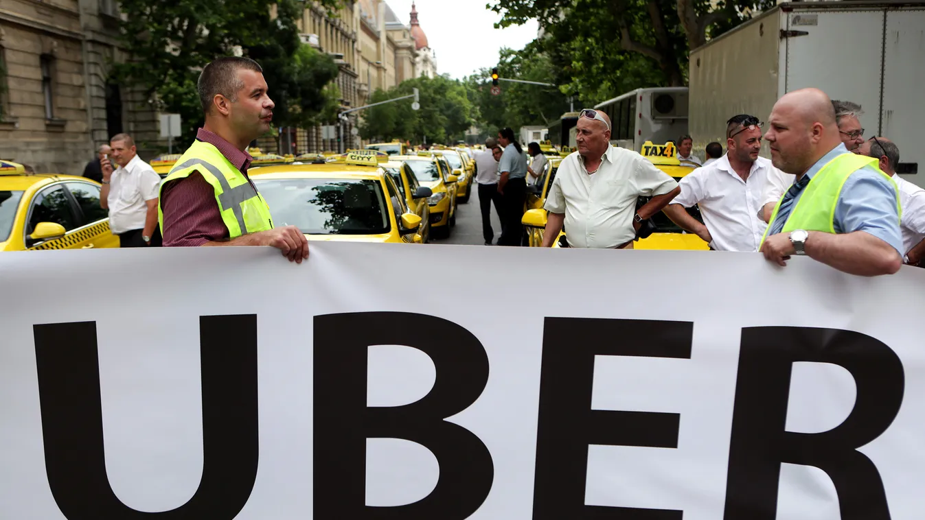 taxi, taxis tüntetés, Alkotmány utca, Uber 