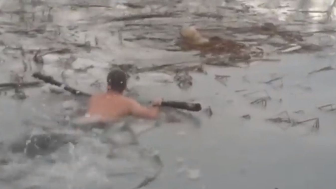 kutya mentés jeges víz rendőrök 