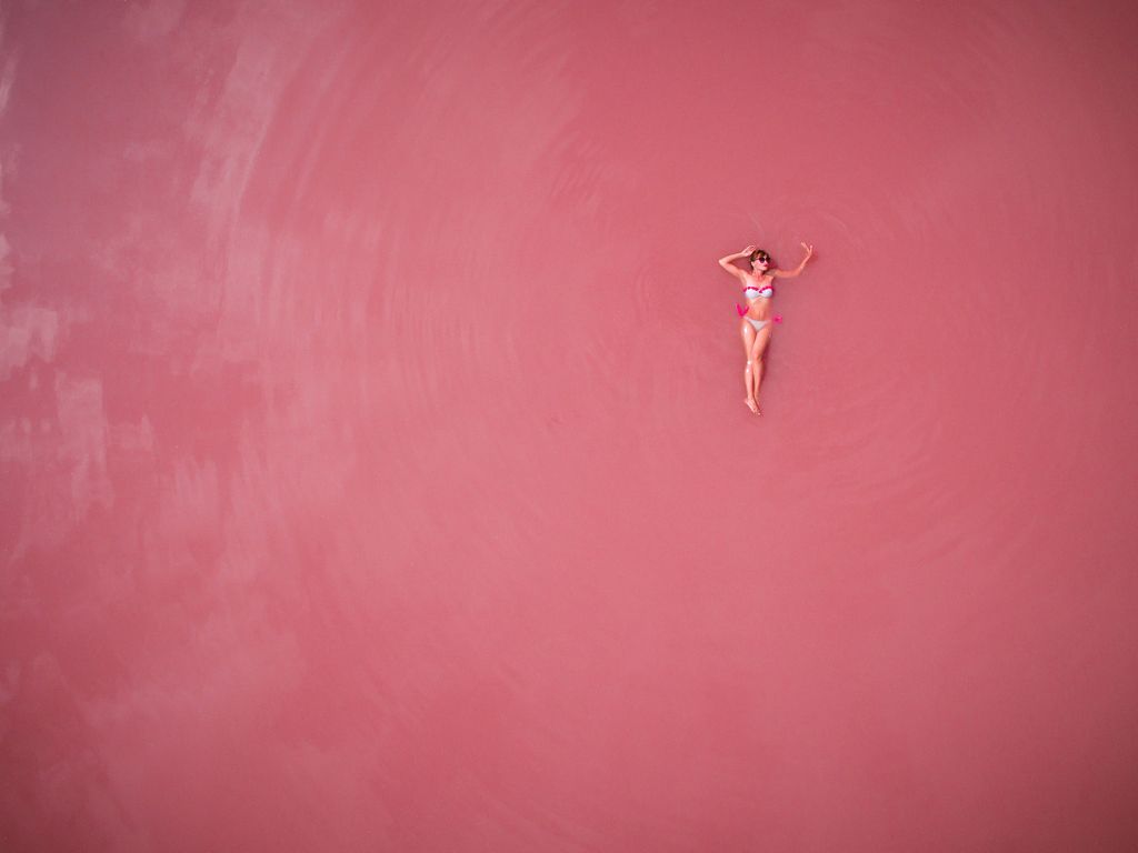 Hillier-tó rózsaszín Ausztrália 