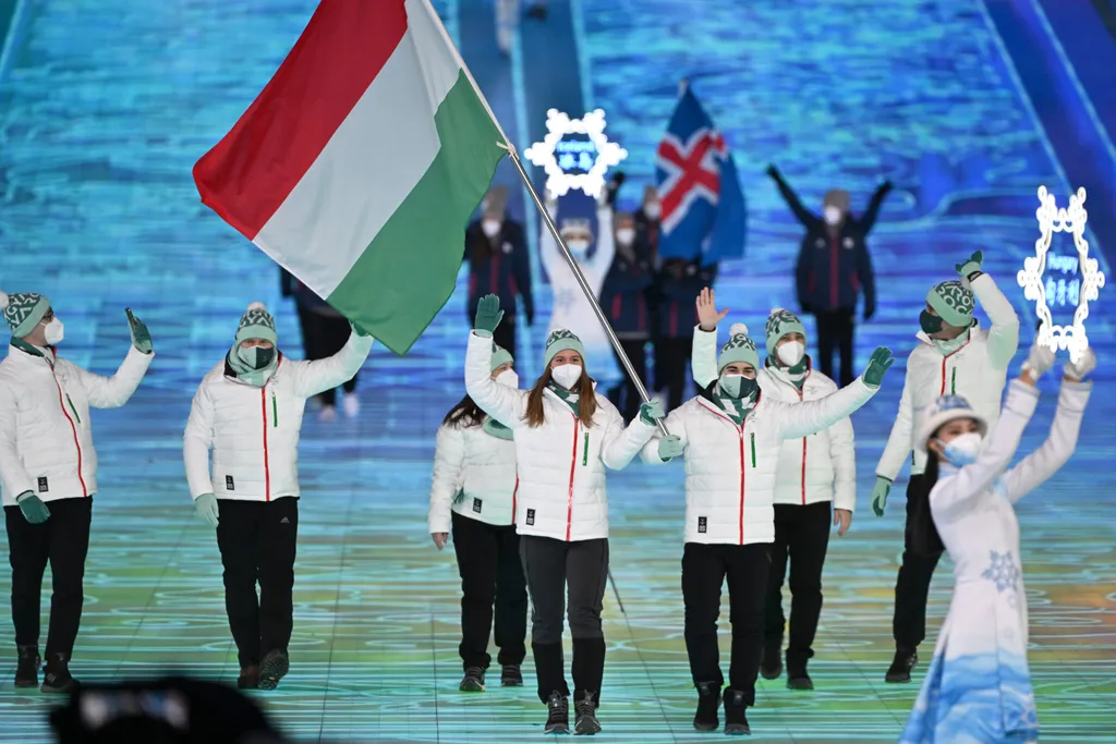 2022, Peking, téli olimpia, nyitóünnepség, megnyitó, magyar csapat bevonulása  Oly Horizontal 