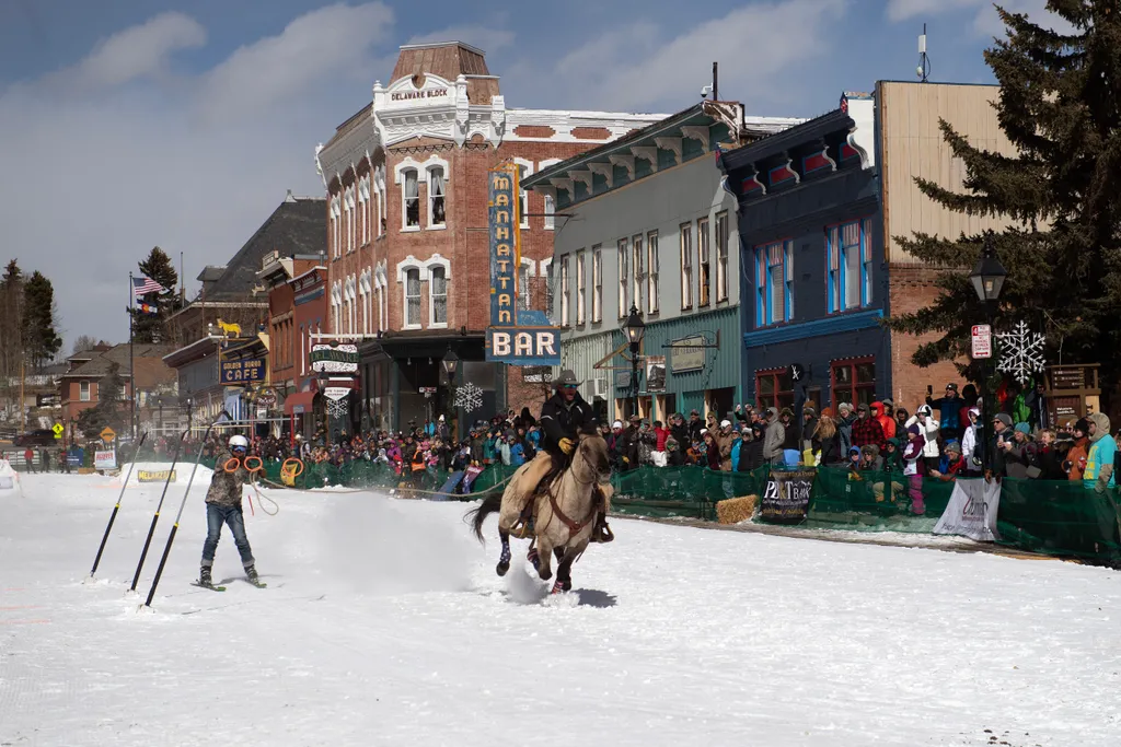 Síjöring, sí, rodeó, Leadville, Colorado, USA, 