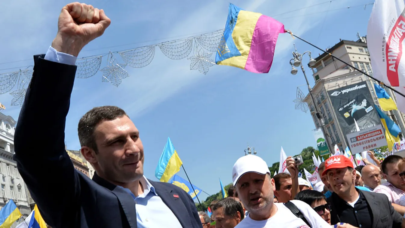 Vitalij Klicsko ukrán profi bokszoló, Klitschko, politikai gyűlés Kijevben