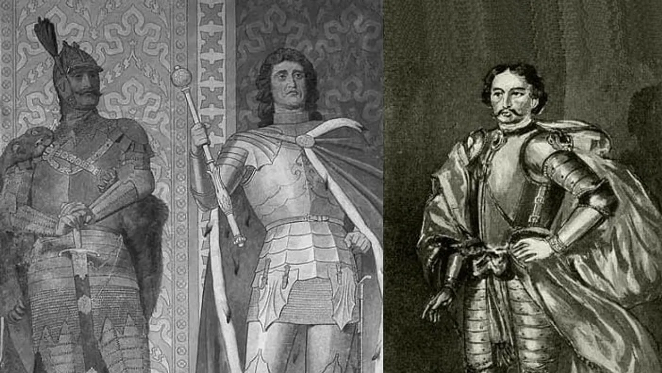 A képen balról jobbra, Hunyadi János, Hunyadi Mátyás és Corvin János látható 