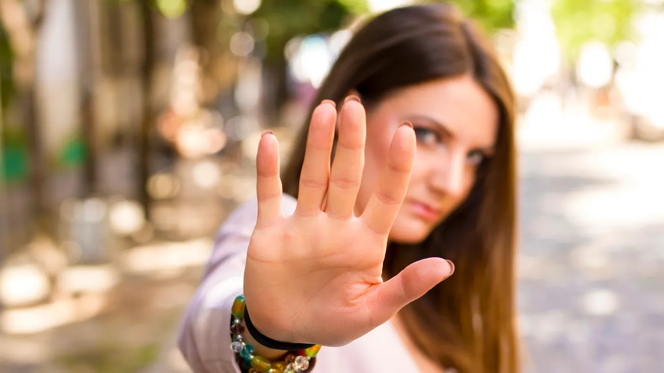 woman says stop Block Stop Gesture Unrecognizable Person Stop - Single Word Photography Young Women Women City Life Self-Defense Hand Sign Fashion Model Sayings Attitude Thumb Color Image 25-29 Years 20-24 Years Young Adult Fear Furious Gesturing Showing 