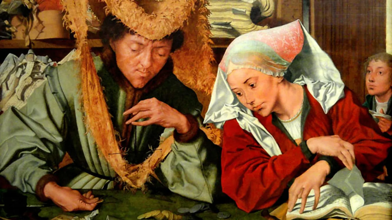 hervasztó kamat, befektetés, Marinus van Reymerswaele, holland festő Pénzváltó és felesége című festménye 
