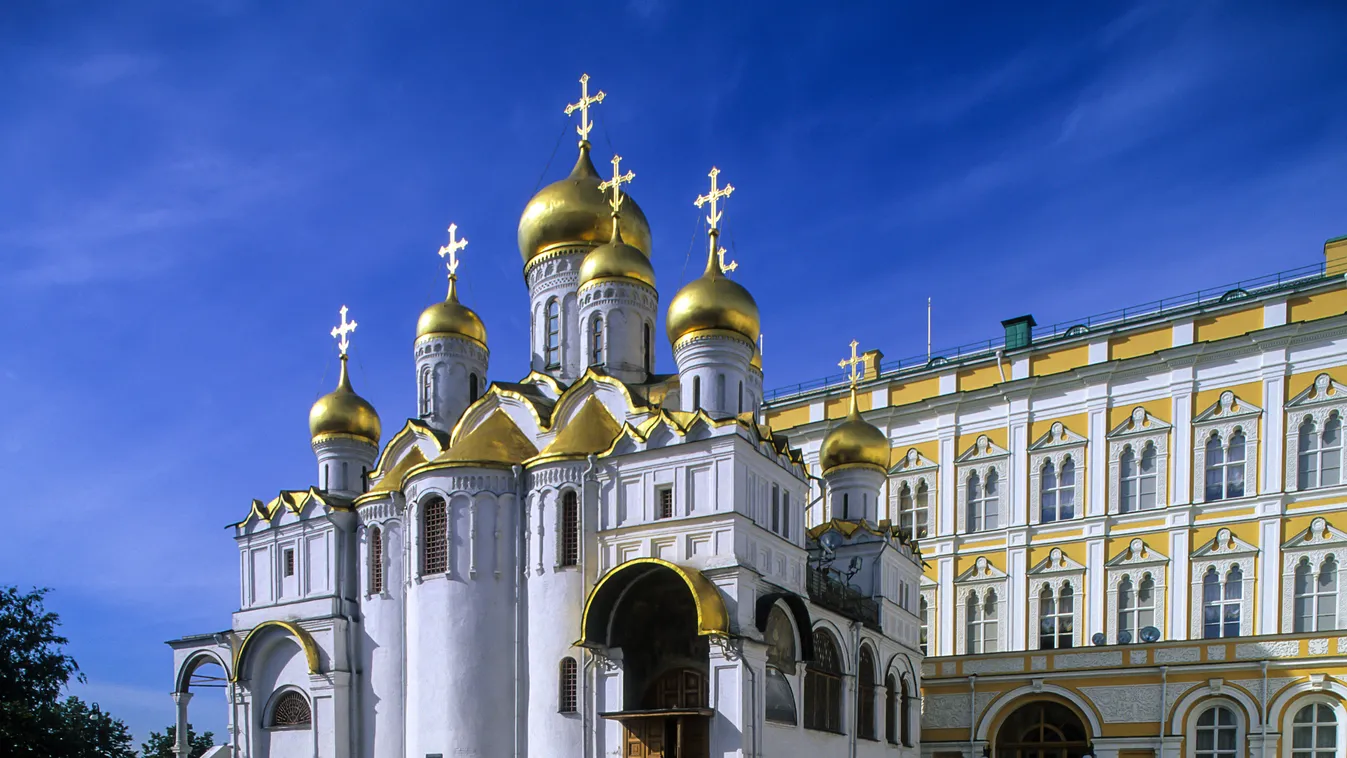 Russia. Moscow. Kremlin. the Assumption Cathedral, the largest and most historic in the Kremlin, built in 1475-1479 by the Italian architect Fioravanti. Very important religious building for the Russian Orthodox Church, also known as the Cathedral of the 