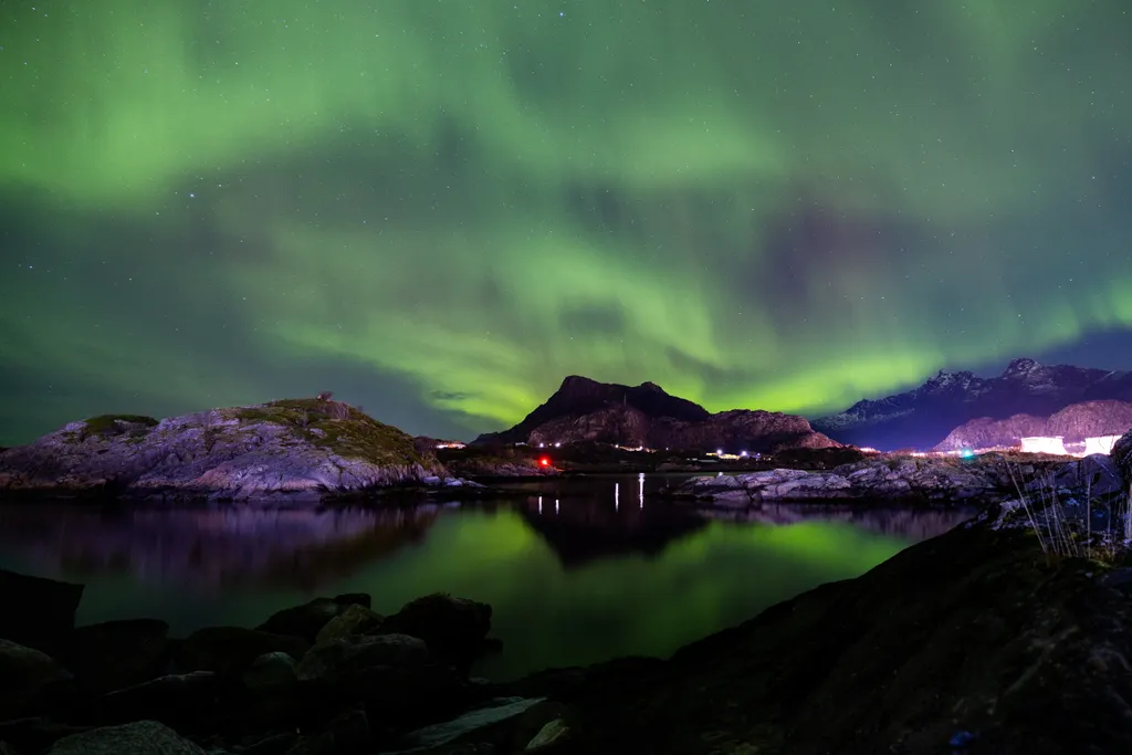 Északi, fény, Norvégia, Svolvaer, 2023, 