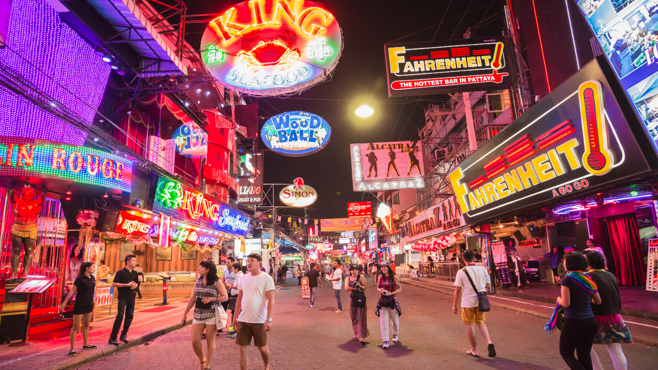 Pattaya sétálóutcája Thaiföld szexturizmus 