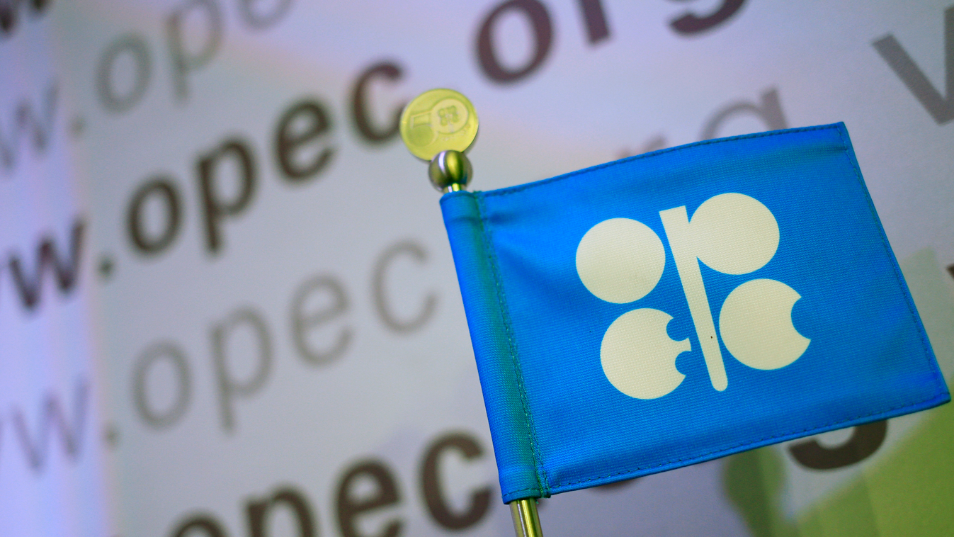 OPEC, olaj, kőolaj Horizontal The logo of the OPEC (Organization of the Petroleum Exporting Countries) is seen at the organization's headquarter on the eve of the 164th OPEC meeting in Vienna, Austria on December 3, 2013. Iran will "immediately" export mo