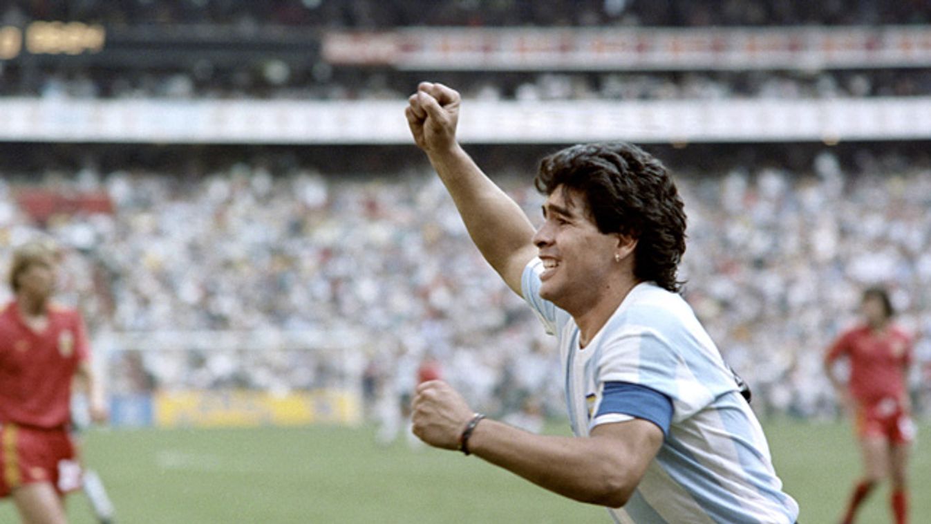 sportolók egykor és most,   Diego Maradona, argentin labdarúgó az 1986-os világbajnokságon