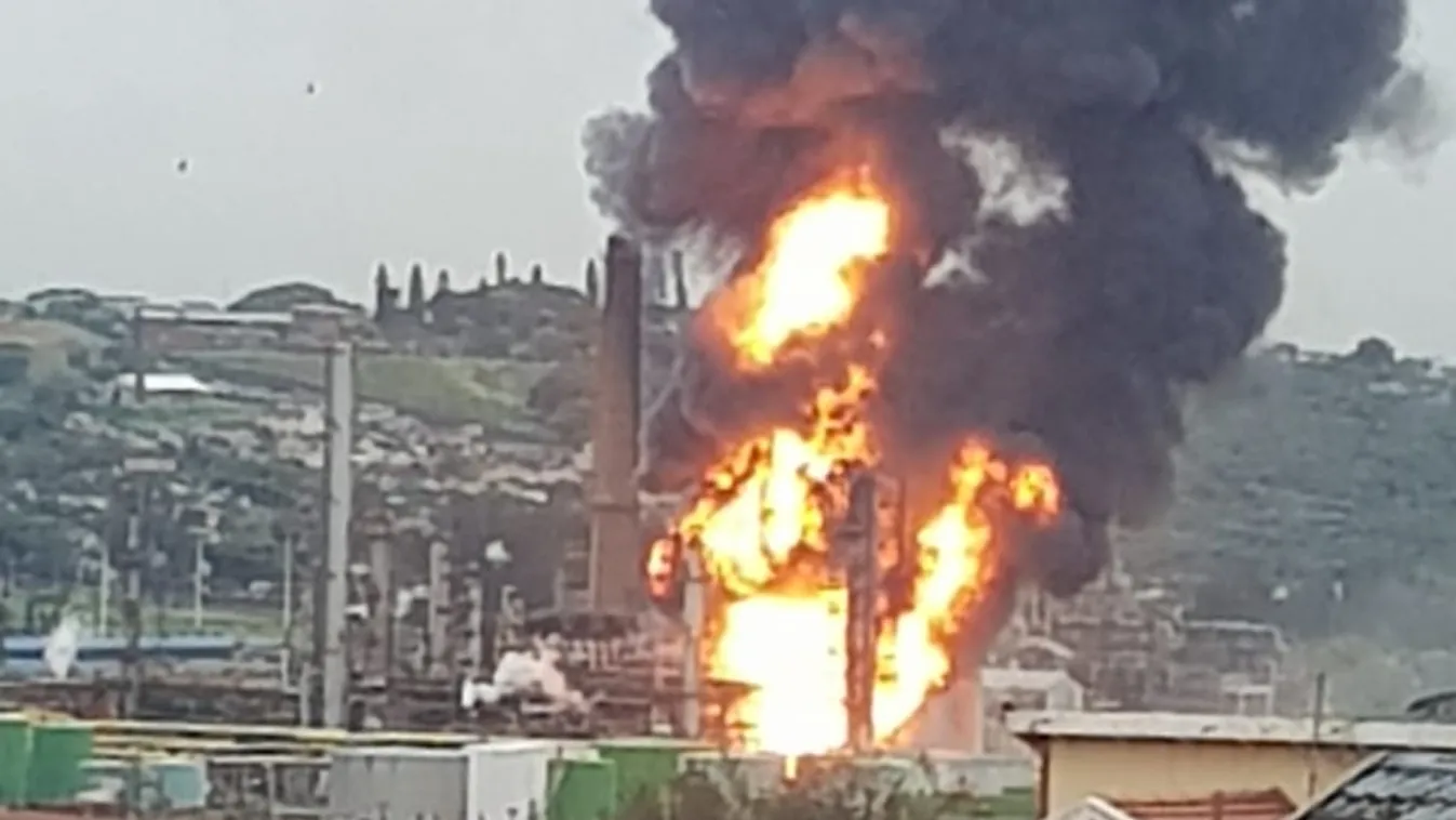 tűz olajfinomító Durban Dél-Afrika 