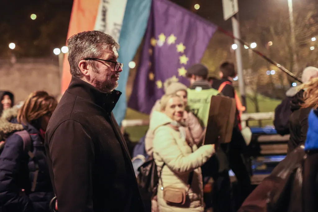 Tüntetés, vonulás, tanár, oktatás, tanárok, diákok, Budapest, 2022.11.18., péntek 