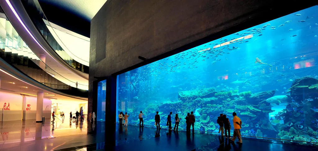 Dubai, Mall, akvárium, bevásárlóközpont, pláza 