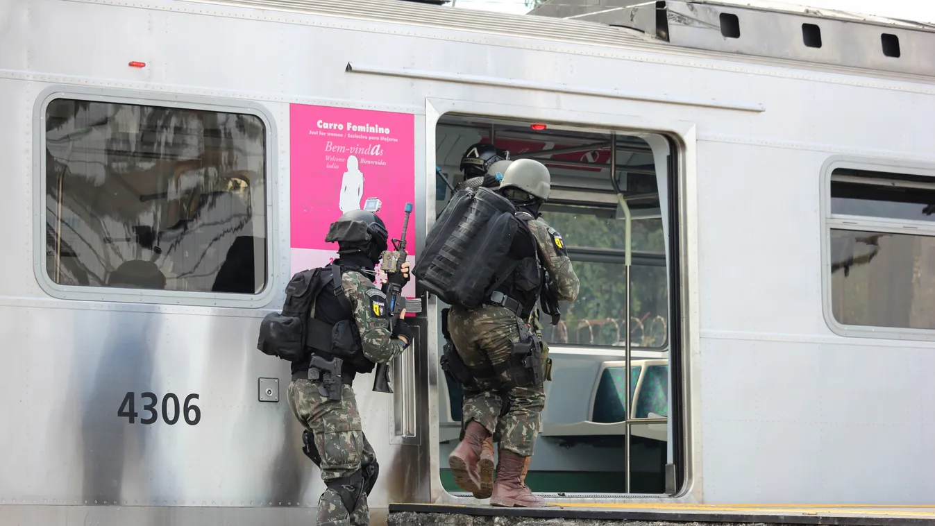 Rio de Janeiro performs simulated exercise against terrorism TERRORISM Rio de Janeiro Rio 2016 Brazil security train station Deodoro Olympic Station military riffle Supervia SOLDIER TERRORIST 