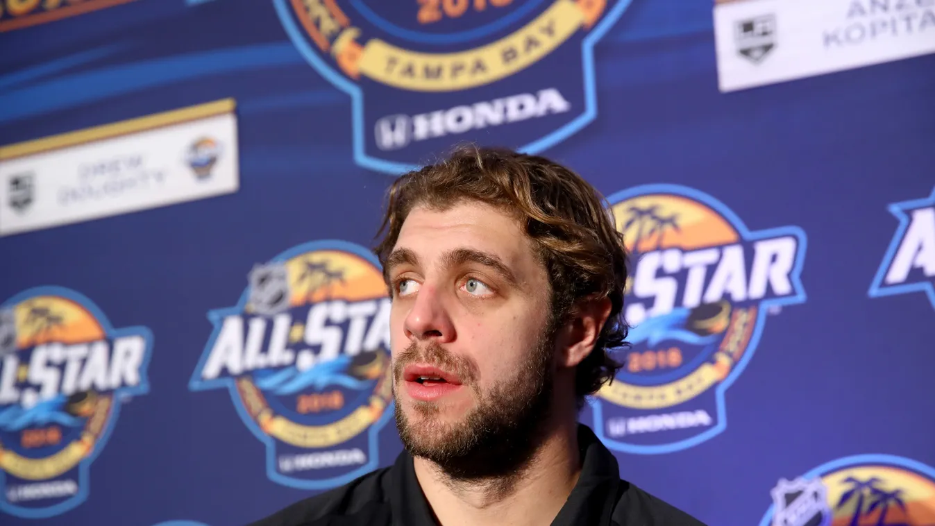 2018 NHL All-Star - Media Day GettyImageRank2 SPORT HORIZONTAL ICE HOCKEY USA Florida - US State Tampa Winter Sport SPEECH Photography Los Angeles Kings National Hockey League Media Day Anze Kopitar Hockey Grand Hyatt Gulf Coast States PersonalityInQueue 