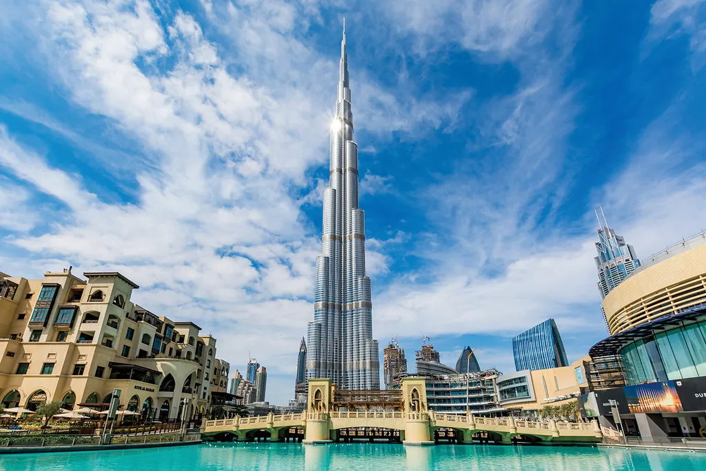 Dubai,,United,Arab,Emirates,-,February,6,-,View,Of dubai trip,uae tourism,united arab emirates,emirates,building,du Dubai, United Arab Emirates - February 6 - View of Burj Khalifa on a beautiful day with sun reflection on February 6, 2017. 