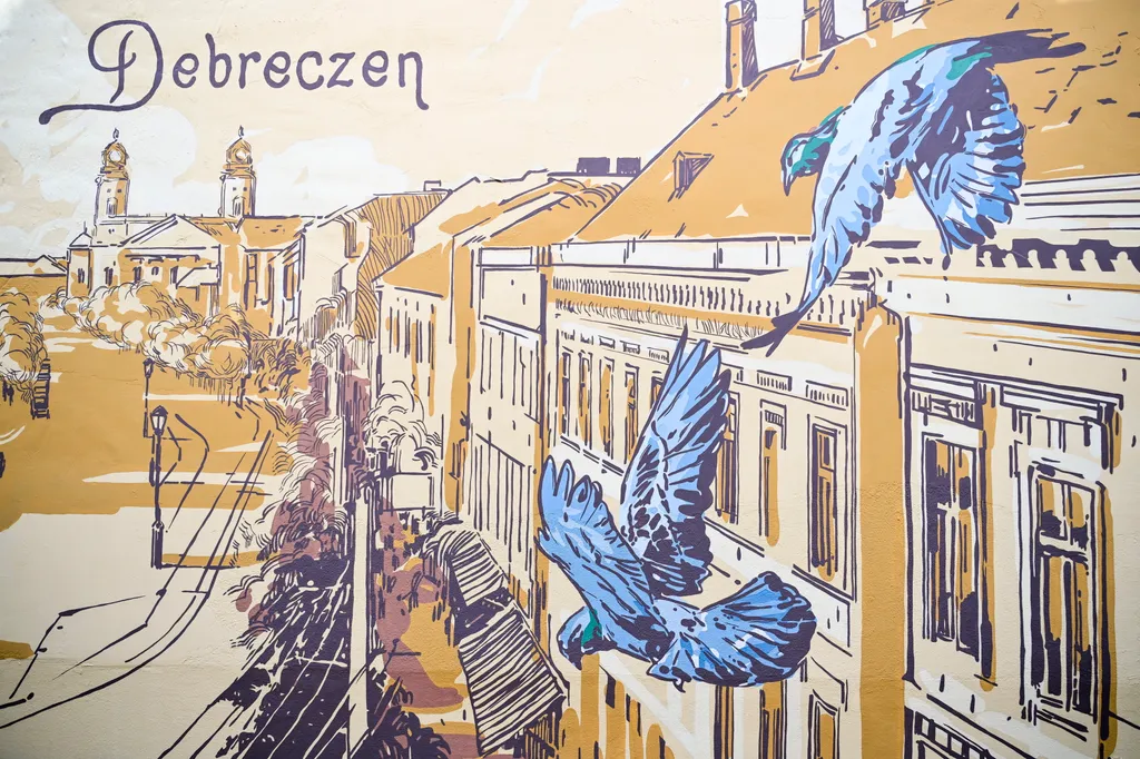Átadták a múltszázadi főutcát bemutató falfestményt Debrecenben, galéria, 2023 