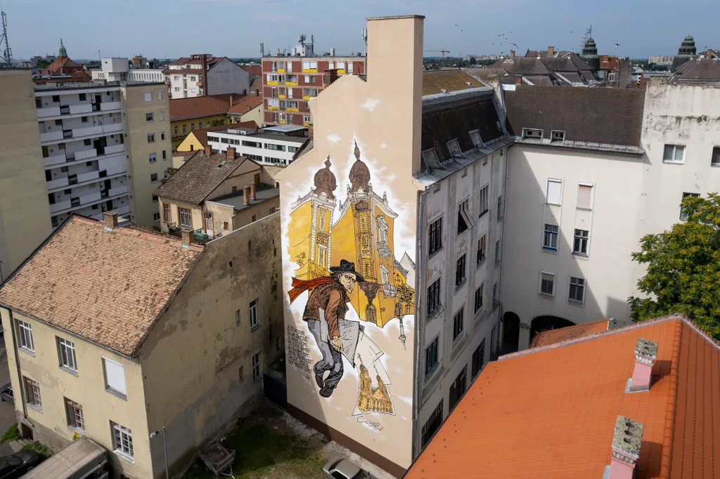 LÁSZLÓ Ákos falfestmény Debrecen 