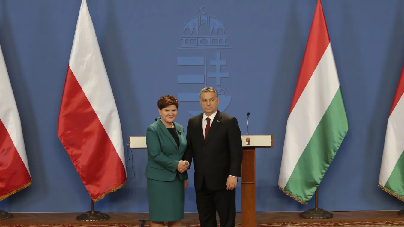 Orbán Viktor magyar kormányfő és Beata Szydło lengyel miniszterelnök sajtótájékozató 