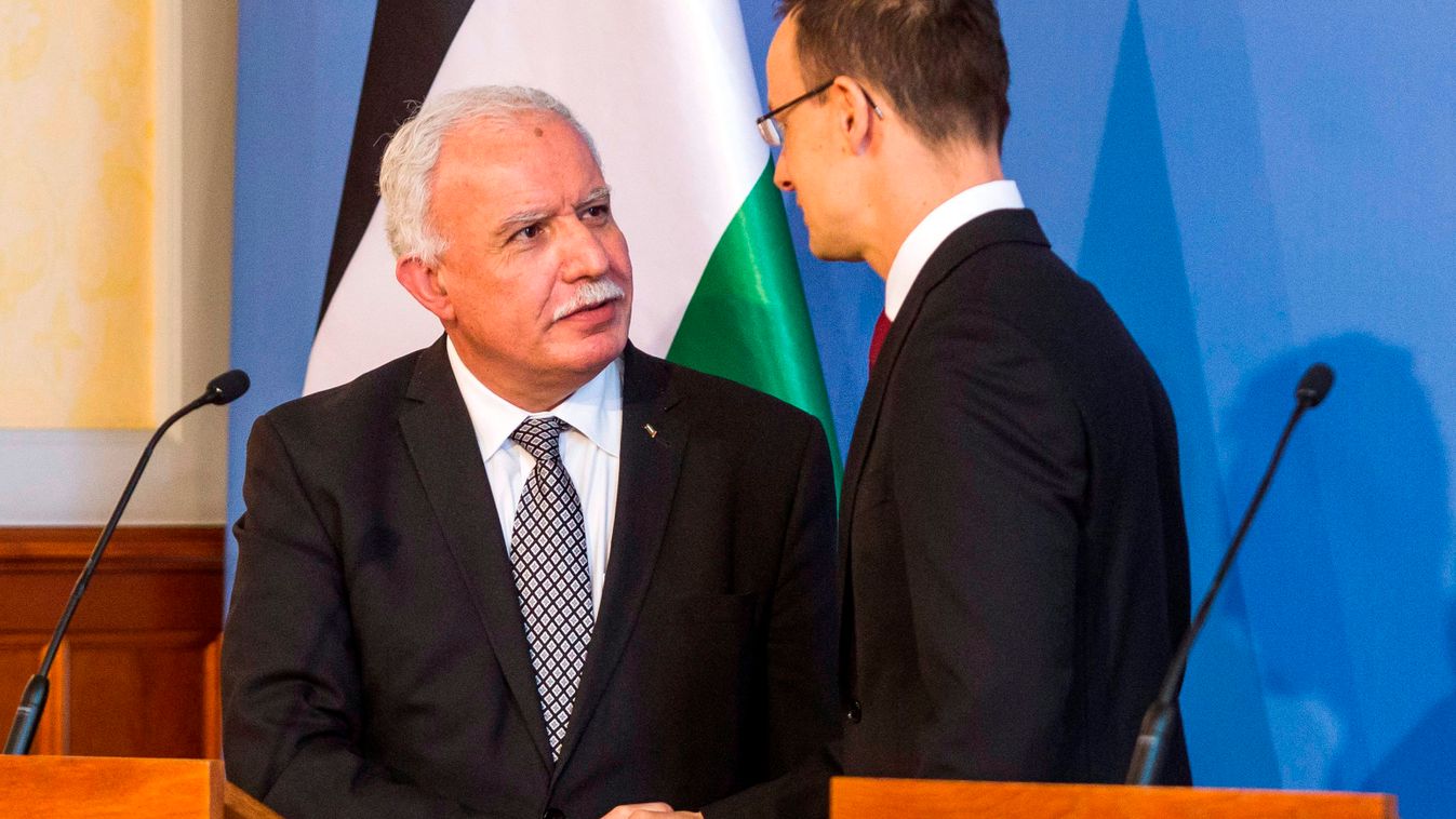 Szijjártó Péter és a palesztin külügyminiszter közös sajtótájékoztatója 