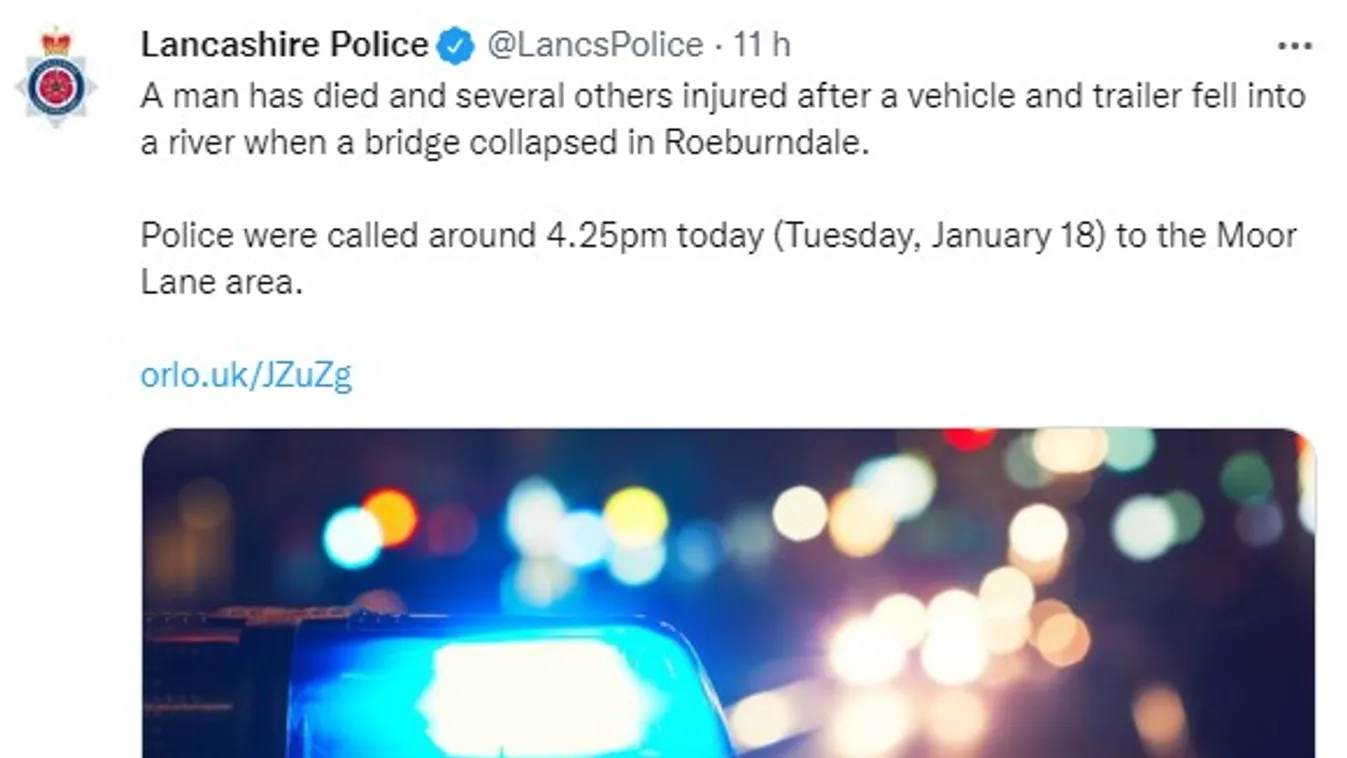 Twitter/ Lancashire Police leszakadt híd 