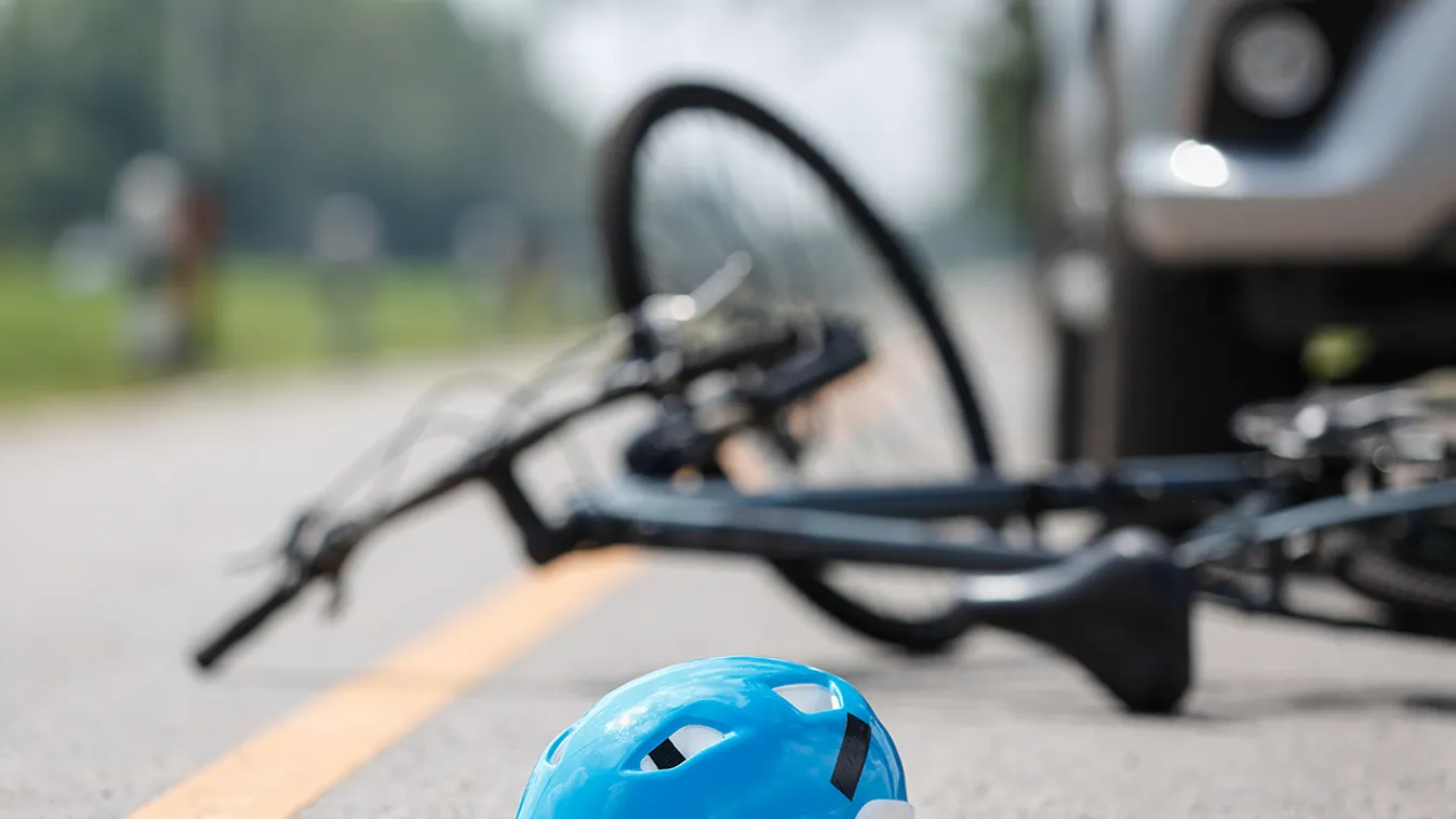 autóbaleset közúti baleset karambol bicikli illusztráció 