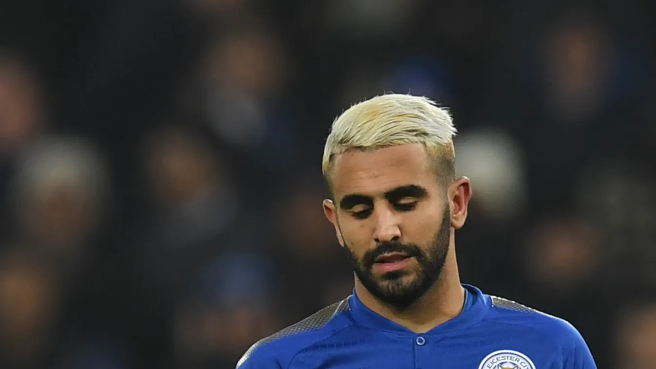 Horizontal FOOTBALL HEADSHOT DOWNCAST EYES DYED HAIR HAIR STYLE BUST mahrez 