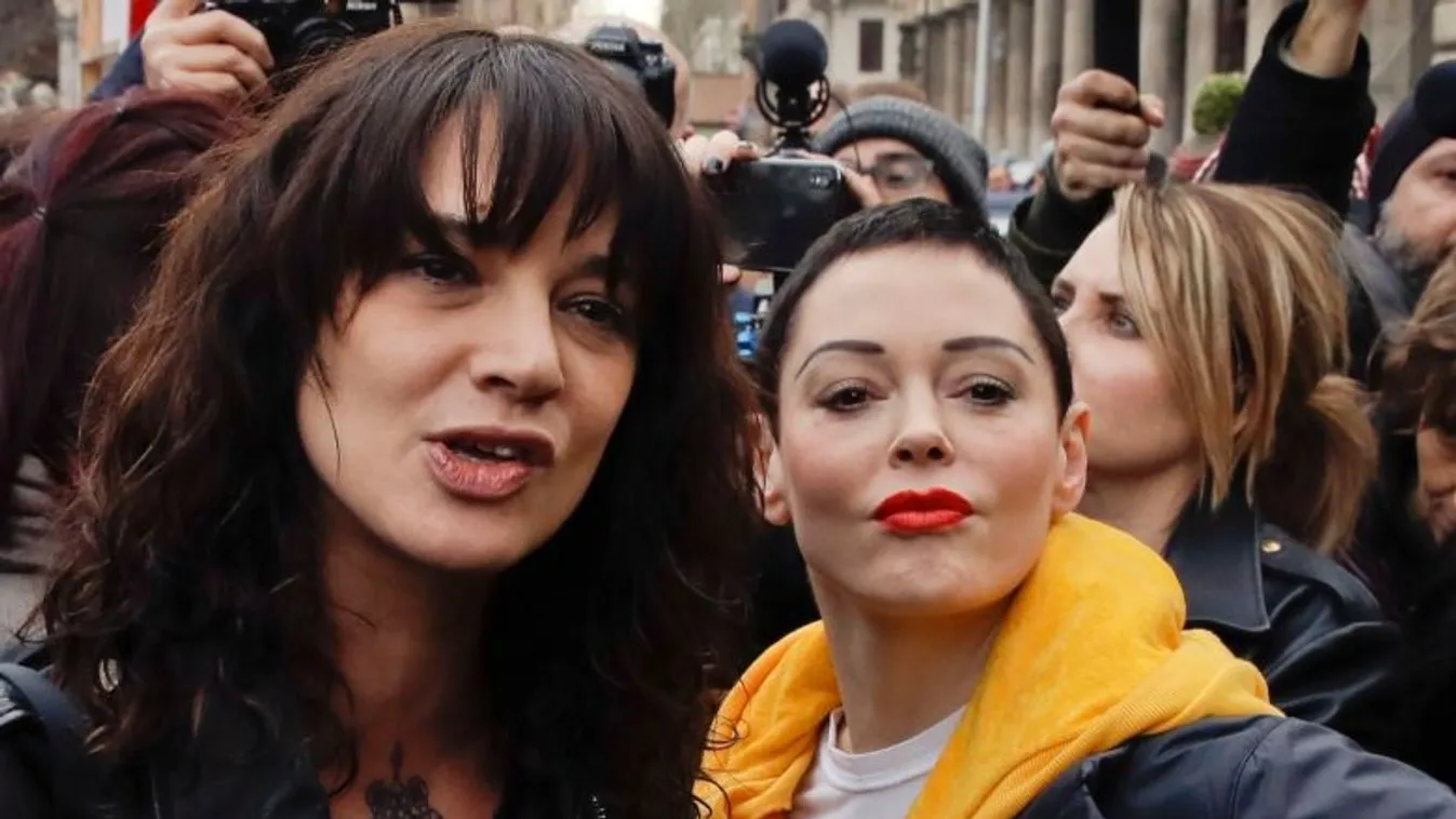 Women's Day, Rome, Italy - 08 Mar 2018 WOMEN'S DAY ROME ITALY 08 MAR 2018 ACTRESSES ASIA ARGENTO LEFT ROSE MCGOWAN PARTICIPATE A DEMONSTRATION MARK INTERNATIONAL AN ITALIAN ACTRESS WHO HELPED LAUNCH #METOO MOVEMENT IS LAUNCHING NEW #WETOO WHICH AIMS UNITE