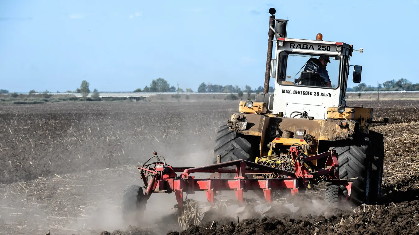 ÉVSZAK FOTÓ KÖZLEKEDÉSI ESZKÖZ ősz szánt szántóföld traktor magyar mezőgazdaság Magyarország 