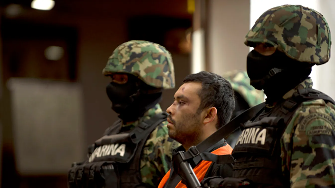 Mexikó, drogháború, bandaháború,  Marcos Jesus Hernandez Rodriguez, El Chilango, a Los Zetas kartel vezetője elfogása után 2012.05.11-én Mexikóvárosban 