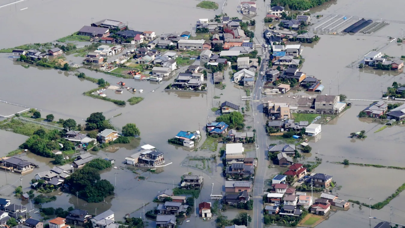 Japán áradás Csikugo folyó Kurumé 