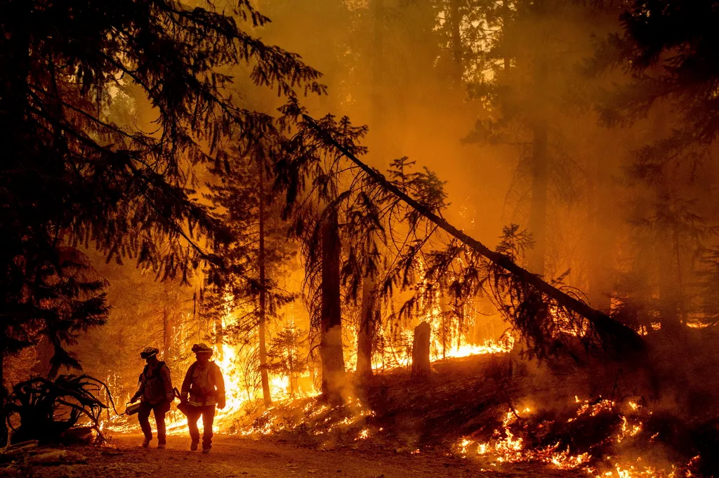 Prattville, 2021. július 24.
Ellentüzet gyújtanak erdőtűz ellen küzdő tűzoltók az észak-kaliforniai Plumas megyében fekvő Prattville környékén 2021. július 23-án.
MTI/AP/Noah Berger 