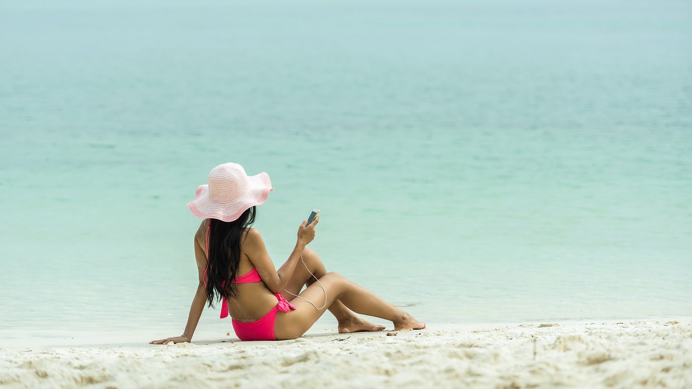tenger, strand, nyár, mobil, mobiltelefon, okostelefon 