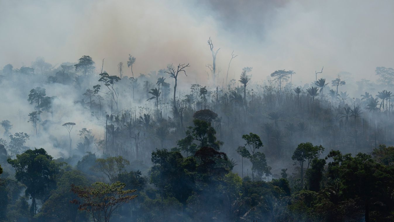Altamira, 2019. augusztus 28.
Füst borítja a tüzek pusztította amazóniai dzsungelt a brazíliai Pará szövetségi államban lévő Altamira közelében 2019. augusztus 27-én. Brazíliában az idén 83 százalékkal több az erdőtűz, mint 2018 első nyolc havában. A nyol