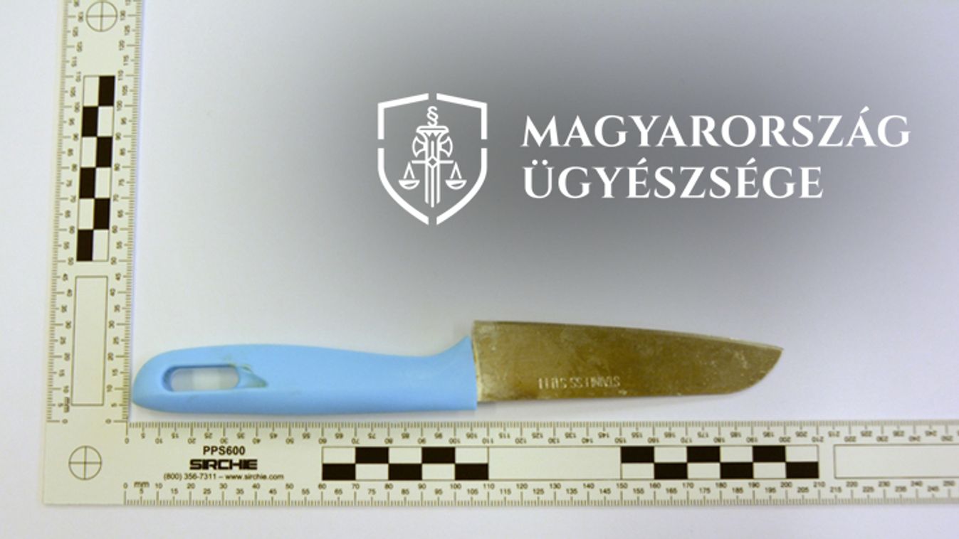 ezzel a késsel támadt rá egy rendőrre egy fiatal 2022. április 25-én Budapesten 