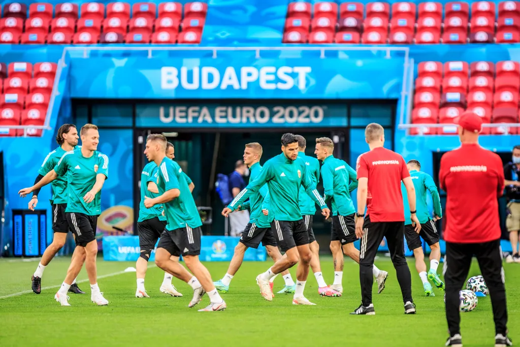 Foci EB, labdarúgó Európa-bajnokság, Euro 2020, labdarúgás, edzés, magyar válogatott, Puskás Aréna, A magyar válogatott is befejezte edzését a keddi, Portugália elleni mérkőzés előtt, 2021.06.14. 