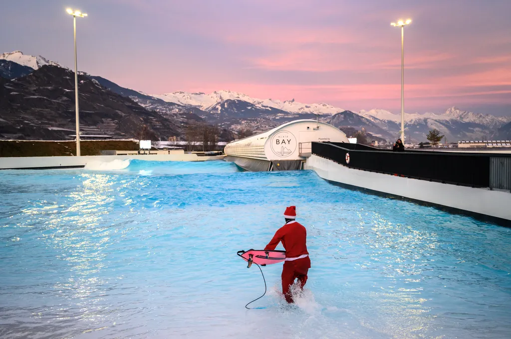 surfing Horizontal CHRISTMAS SANTA CLAUS 