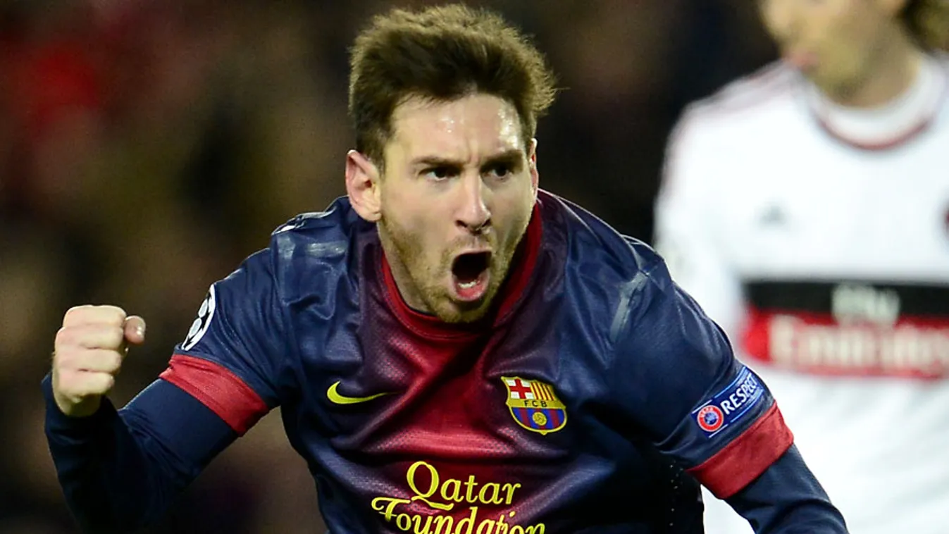 Messi, gólöröm, Messi örül a Milannak rúgott gól után 2013 március 12-én.