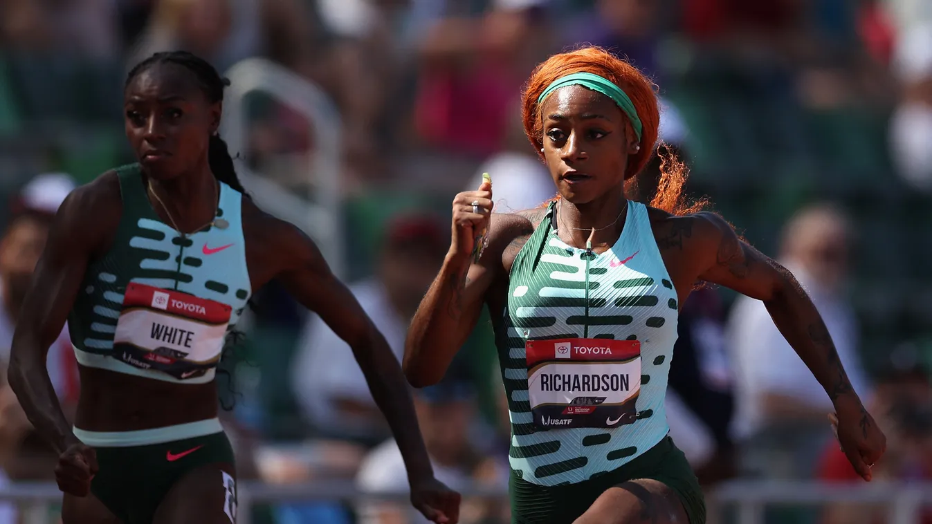 2023 USATF Outdoor Championships GettyImageRank2 Competition Track And Field USA Oregon - US State Sprinting University of Oregon Women Photography Sports Track Sports Race 100 Meter Women's Track Hayward Field PersonalityInQueue Sha'Carri Richardson 2023