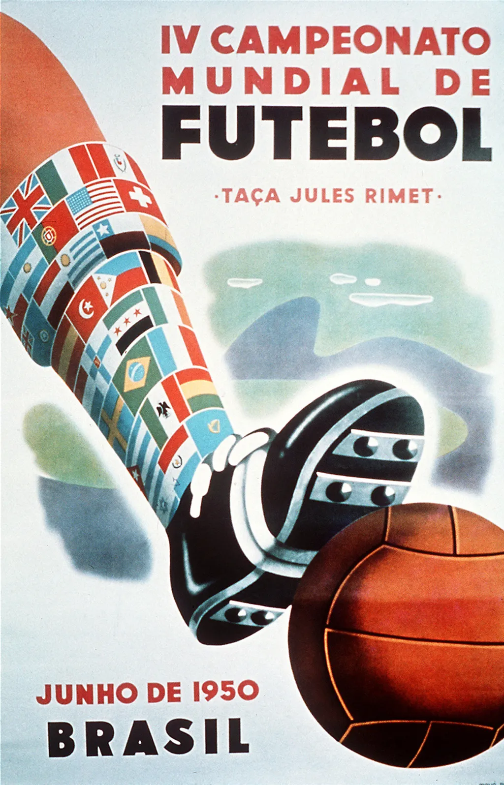 Labdarúgó-világbajnokság, labdarúgóvébé, futballvébé, labdarúgás, hivatalos plakát, poszter, 1950, Brazília 