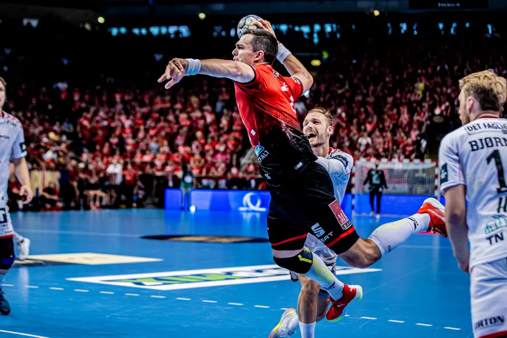 Telekom Veszprém–Aalborg HB (dán)  férfi kézilabda, Bajnokok Ligája negyeddöntő, első mérkőzés, 2022.05.12. Rasmus Lauge 