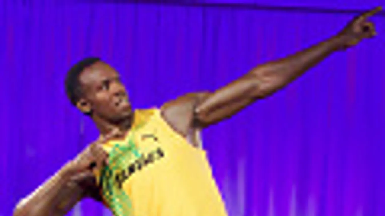 London, 2012. július 23. Usain Bolt jamaicai rövidtávfutónak, a 100 és a 200 méteres síkfutás olimpiai bajnok világcsúcstartójának viaszfigurája áll Madame Tussaud londoni panoptikumában, miután leleplezték