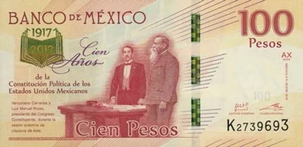 bankjegy, International Bank Note Society, IBNS, pénz, papírpénz, 2017, Mexikó, peso 