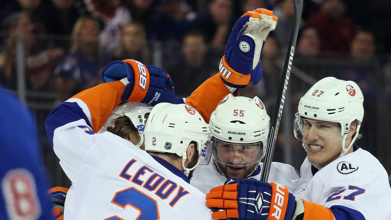 New York Islanders NHL Nick Leddy #2, Johnny Boychuk #55 and Anders Lee #27 
