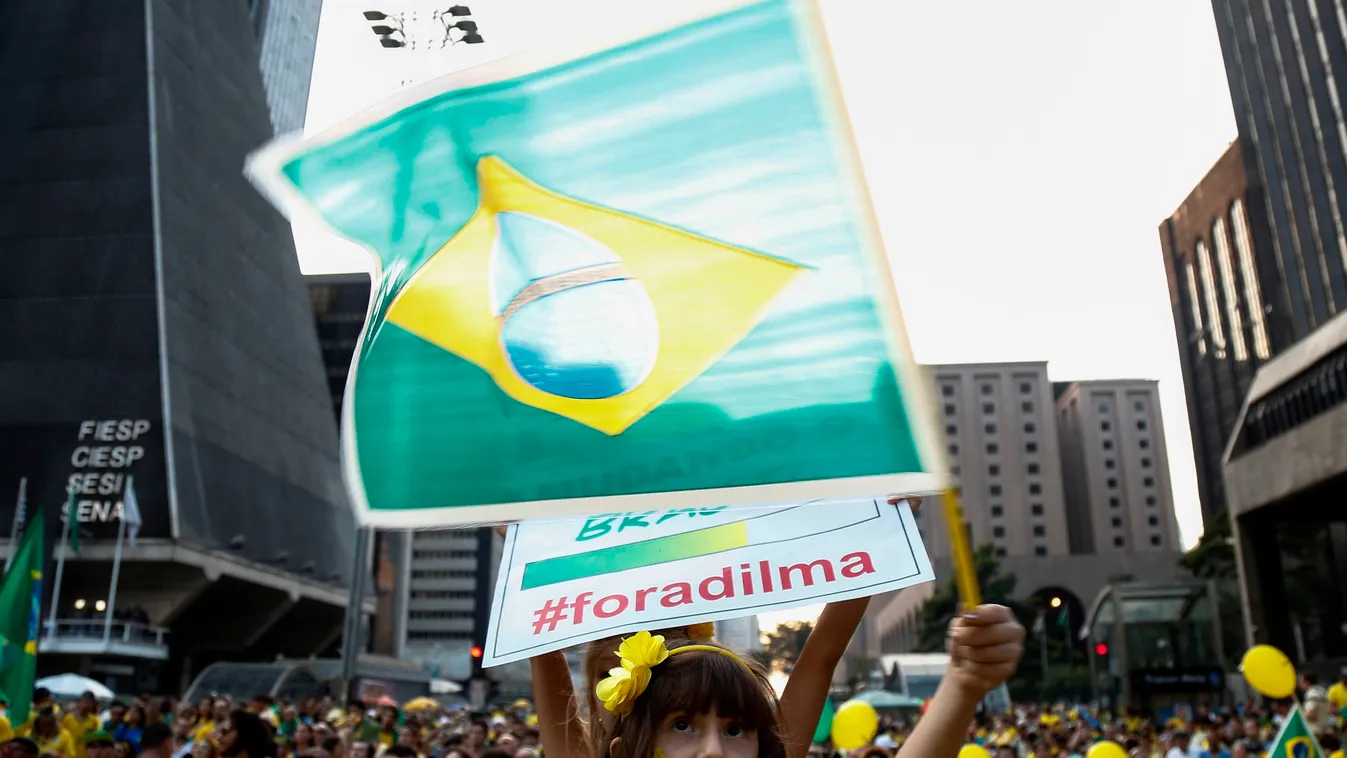 Demonstrators rally to protest against the government of president Dilma Rousseff in Paulista Avenue in Sao Paulo, Brazil on 12 April, 2015. ens of thousands of Brazilians took to the streets Sunday, venting anger over government corruption and economic d