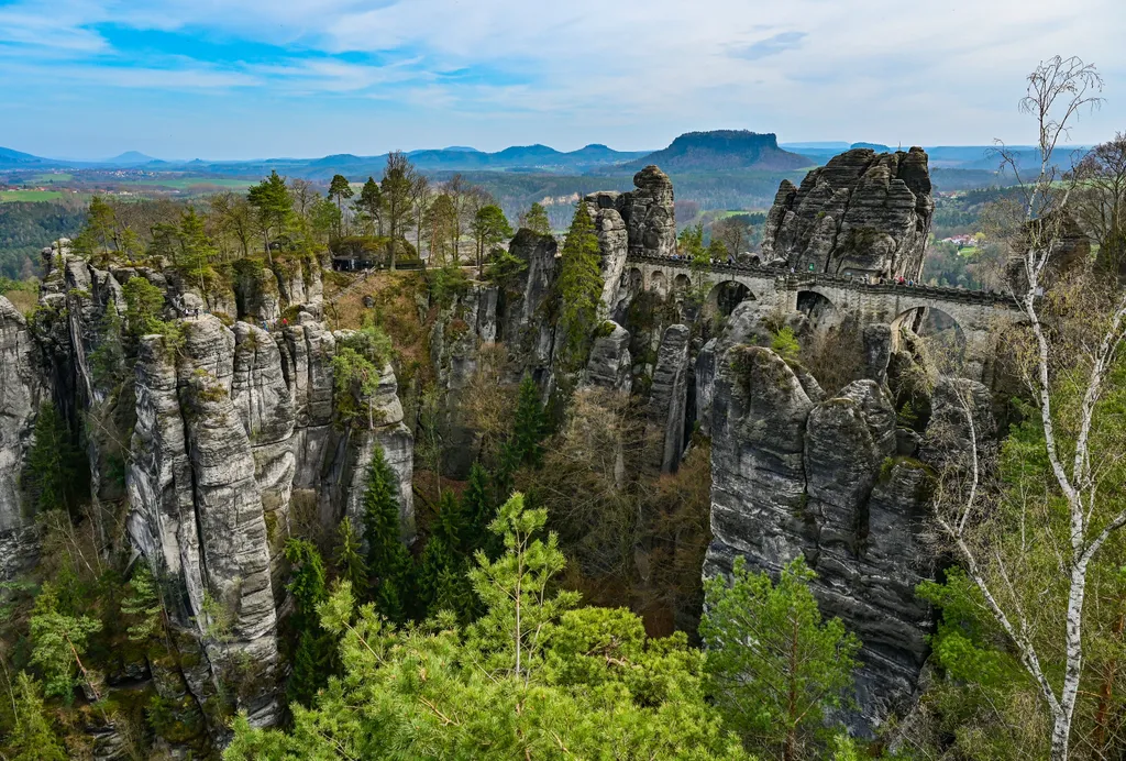 Bastei, szikla, homokszikla, képződmény, kilátó, természeti, sziklatorony, Szász Svájc, Németország, Nemzeti, park 