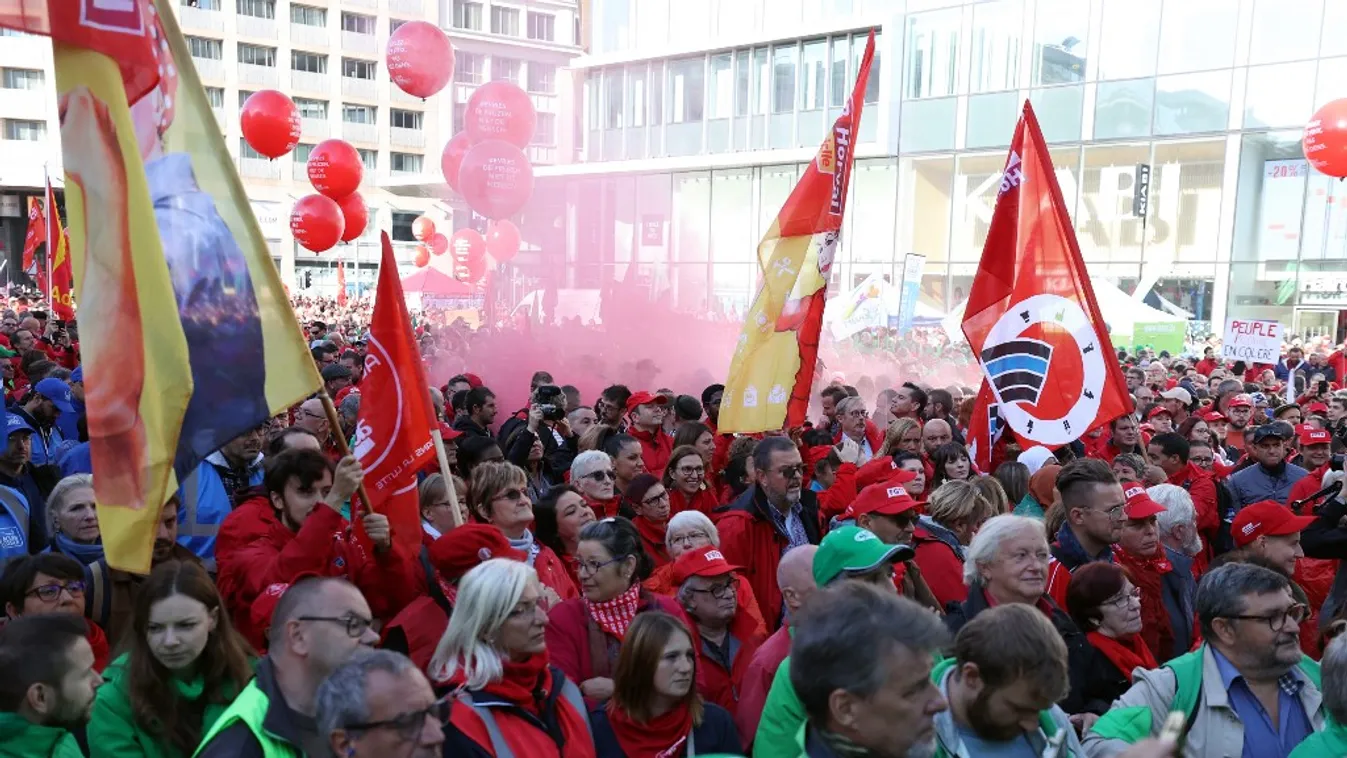 Labor unions protest high costs of living and insufficient wages in Belgium Belgium,Brussels,costs of living,labor unions,protest Horizontal 