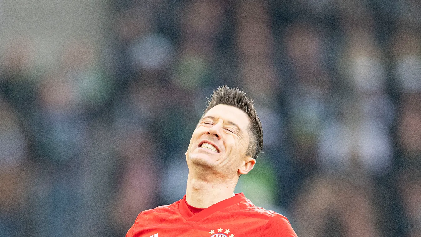 Robert LEWANDOWSKI (FC Bayern Munich) is out for 4 weeks due to injury. jersey professional footballer cropped individual motif DFL desperate men Bundesliga ball sports half figure Mvɬ? Nchengladbach 1. Bundesliga disappointment disappointed 1st league Mv